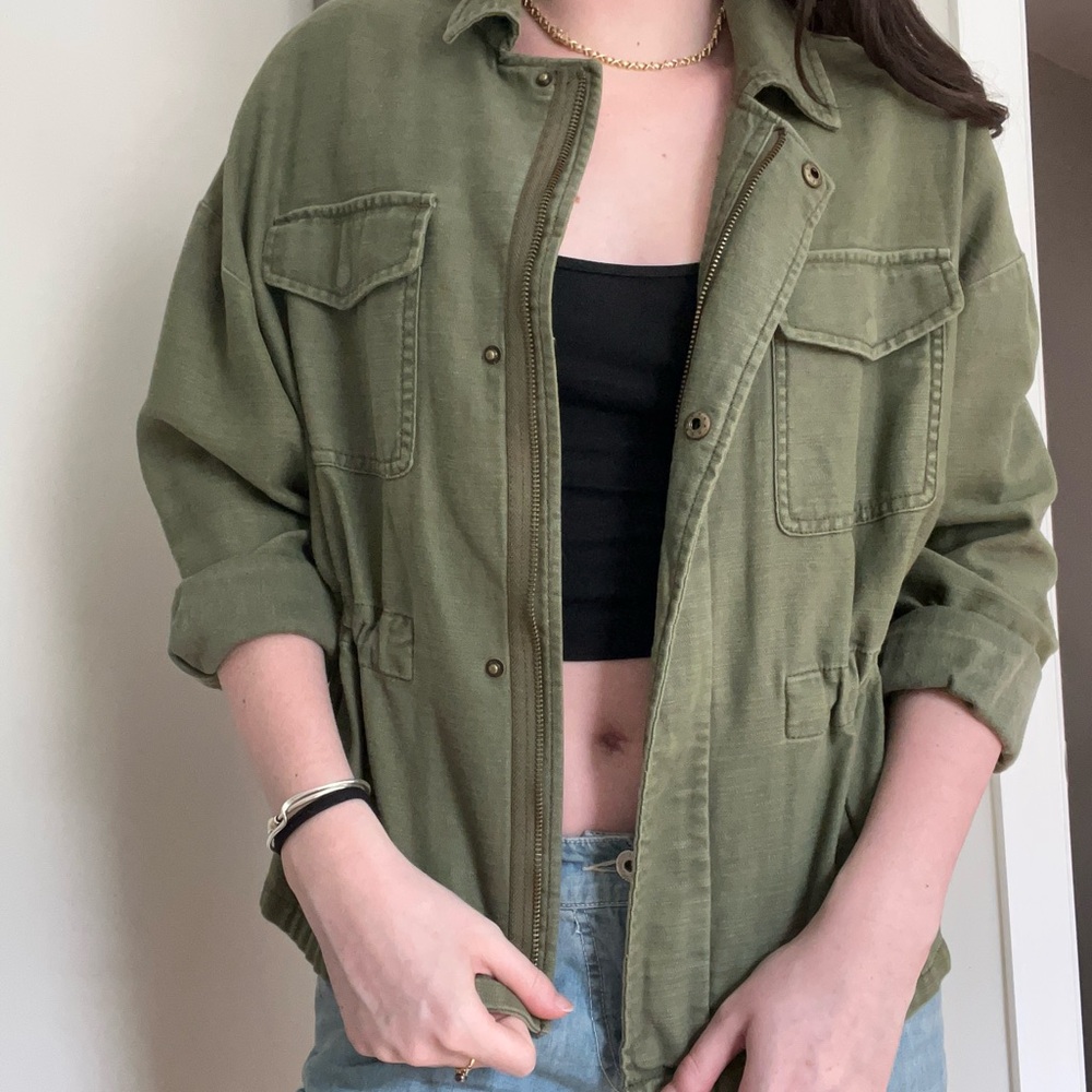 Express Green Utility Jacket with Relaxed Fit